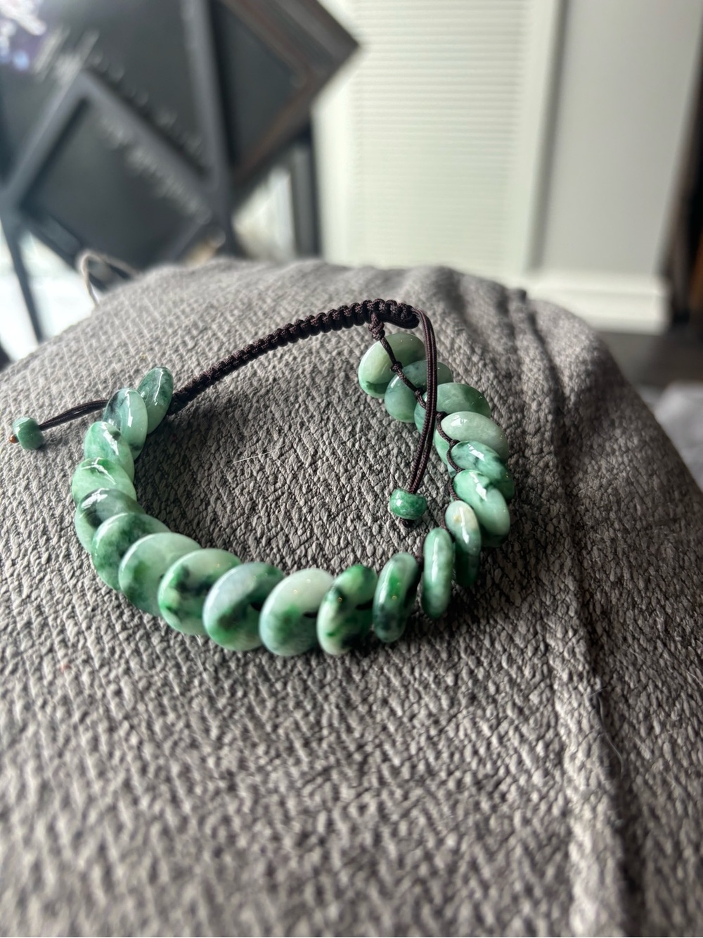Green Jadeite Beaded Adjustable Bracelet